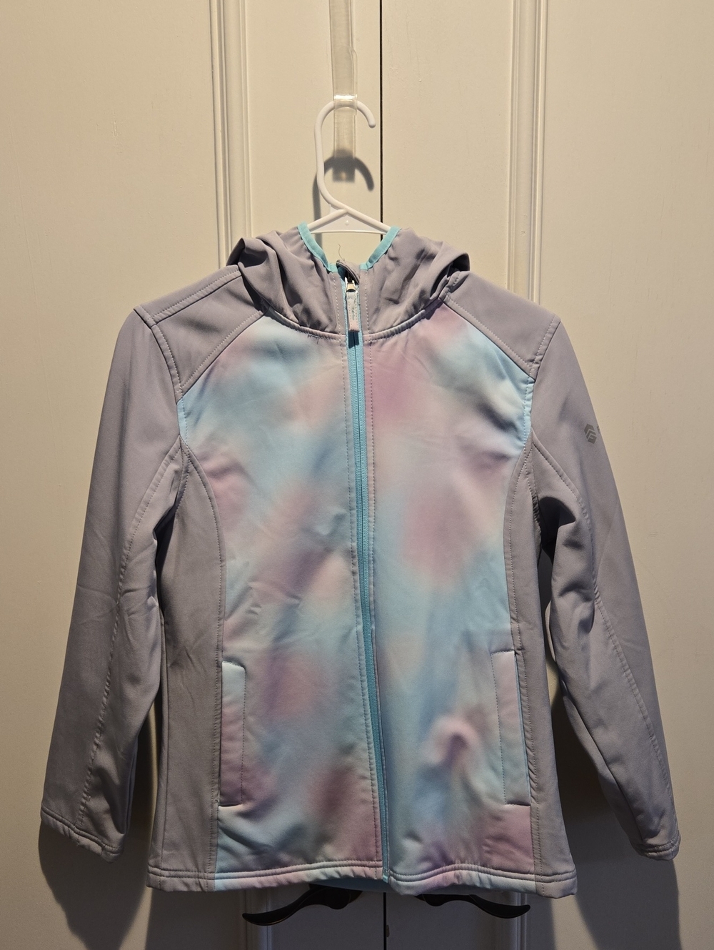 Free Country Light Blue Hooded Jacket with Orange Logo